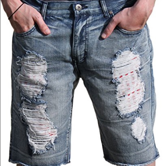 Men’s relaxed fit Carbon distressed shorts size 36